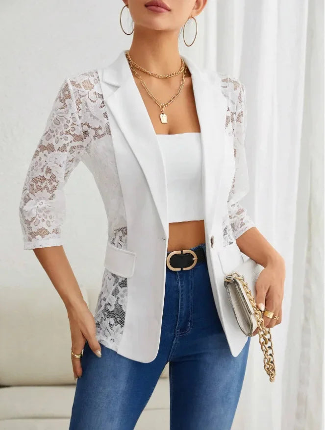 Damen Blazer Mit 3/4 Ärmeln | Mit Kragen