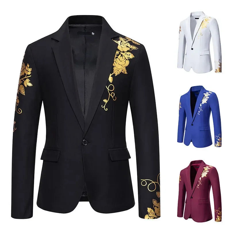 Herren Blumen Blazer | Party- und Abschlussball Anzugjacke