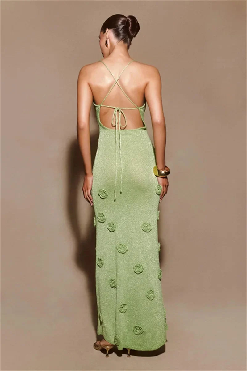 Elegantes Ballkleid Für Damen Mit Floralen Akzenten | Maxi