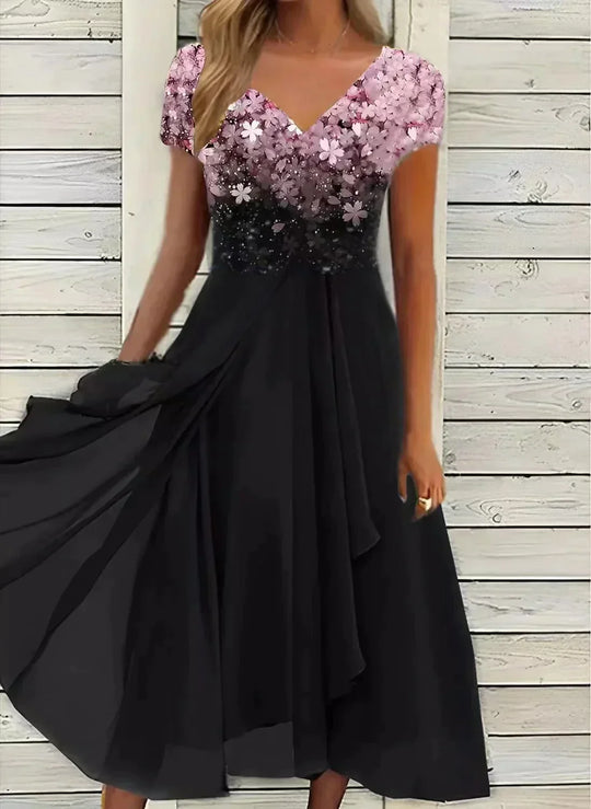Blumeninspiriertes Ballkleid Für Damen | Midi