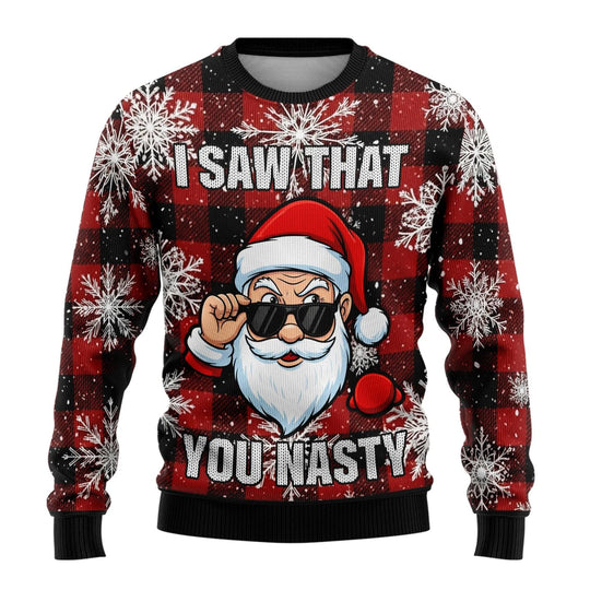 Rundhals Unisex Ugly Xmas Pullover | Gerippte Ärmel