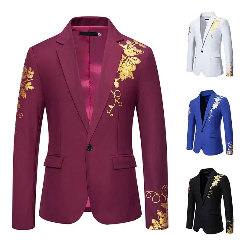 Herren Blumen Blazer | Party- und Abschlussball Anzugjacke