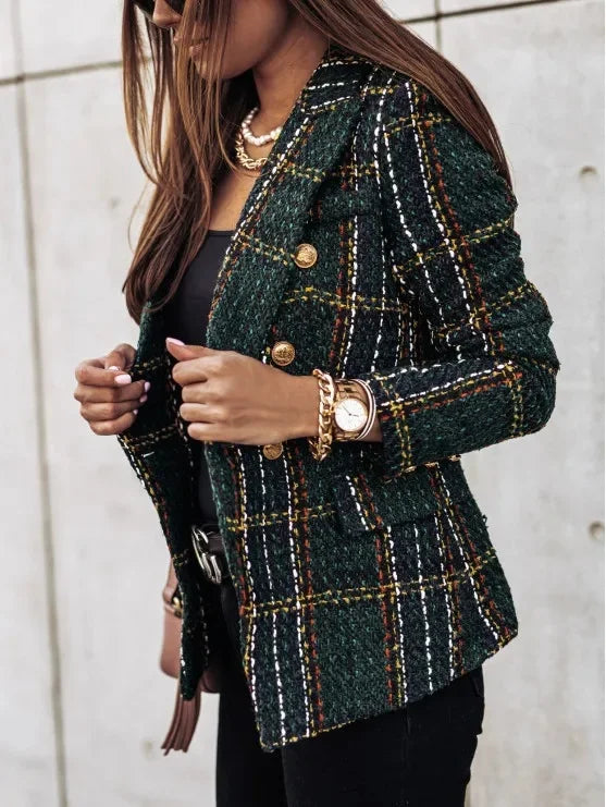 Karierter Blazer für Damen | Langarm