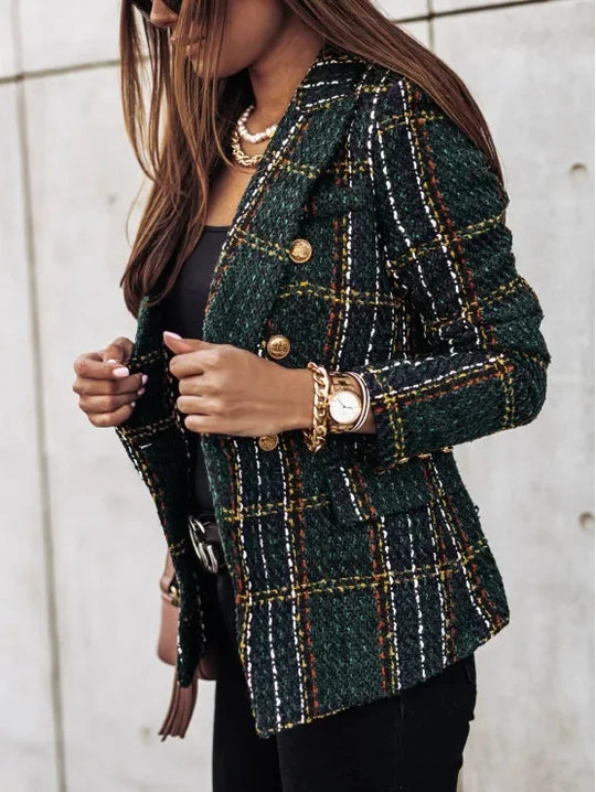 Karierter Blazer für Damen | Langarm