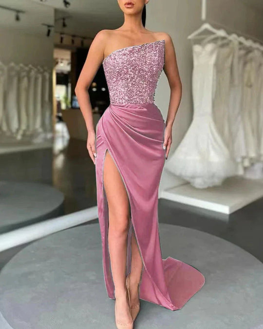 Asymmetrisches Damen Ballkleid Mit Hohem Schlitz | Maxi
