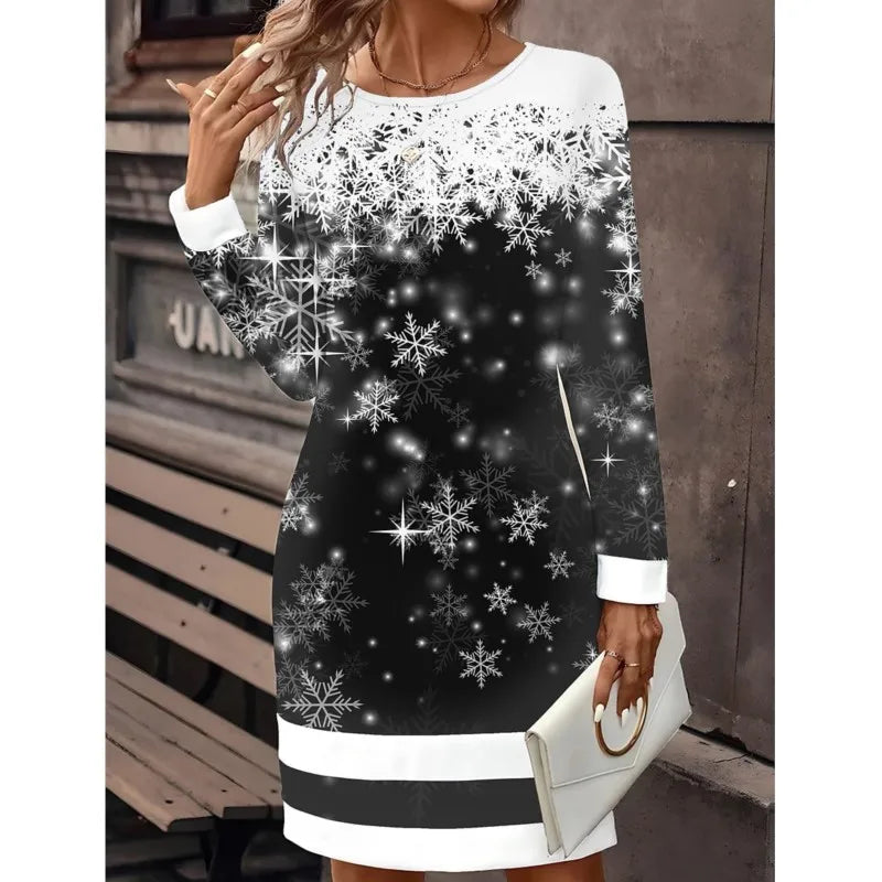 Schneemann Winter Druck Weihnachtskleid damen | Mini