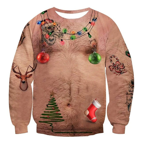 Gerippte Ärmel Weihnachtspullover Herren | Langarm