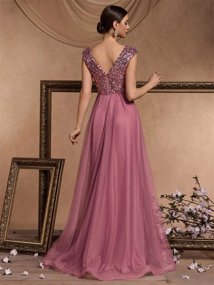 Abendkleid mit Pailletten für Damen | Maxi