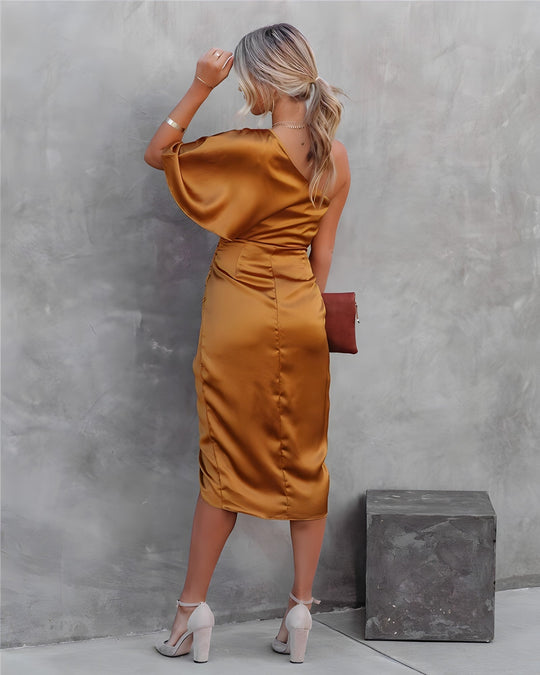 Damen Ein-Schulter-Ballkleid | Midi