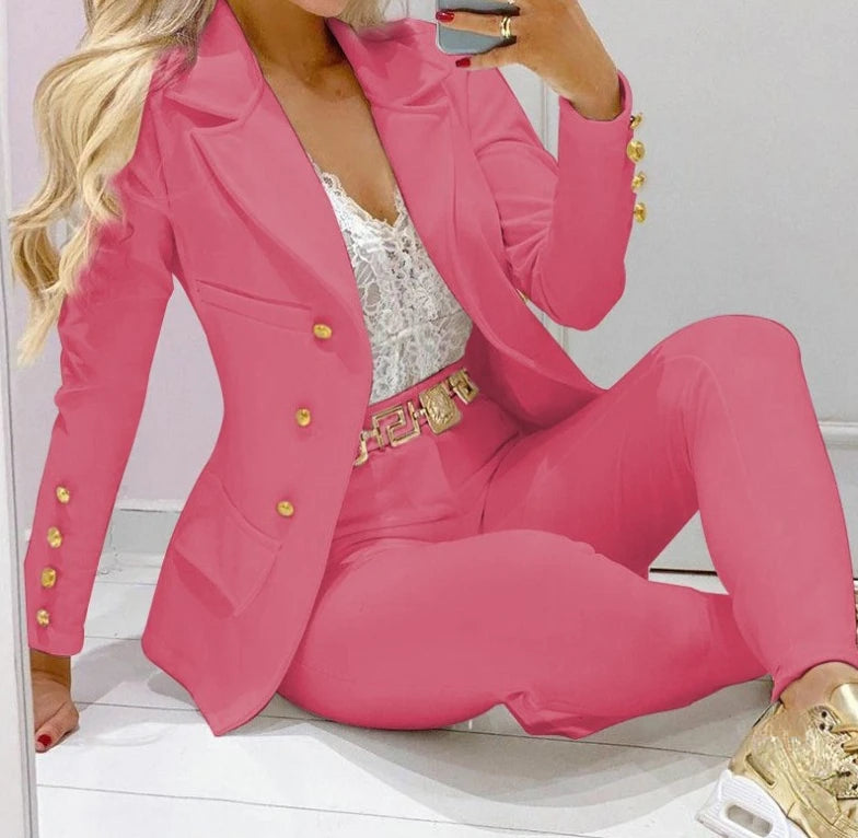 Zweiteiliger Klassischer Blazer Und Hose Für Damen | Lässig