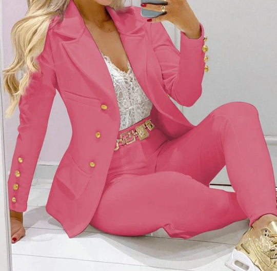 Zweiteiliger Klassischer Blazer Und Hose Für Damen | Lässig