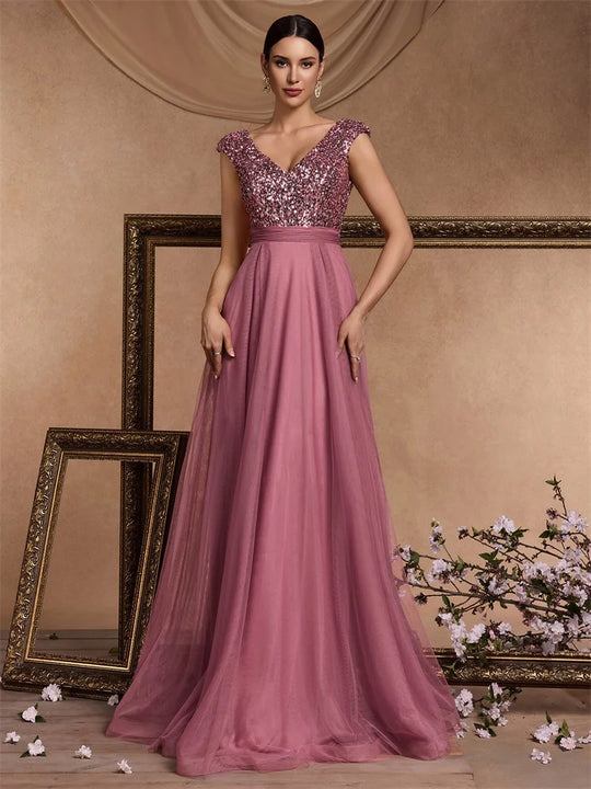 Abendkleid mit Pailletten für Damen | Maxi