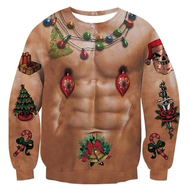 Gerippte Ärmel Weihnachtspullover Herren | Langarm