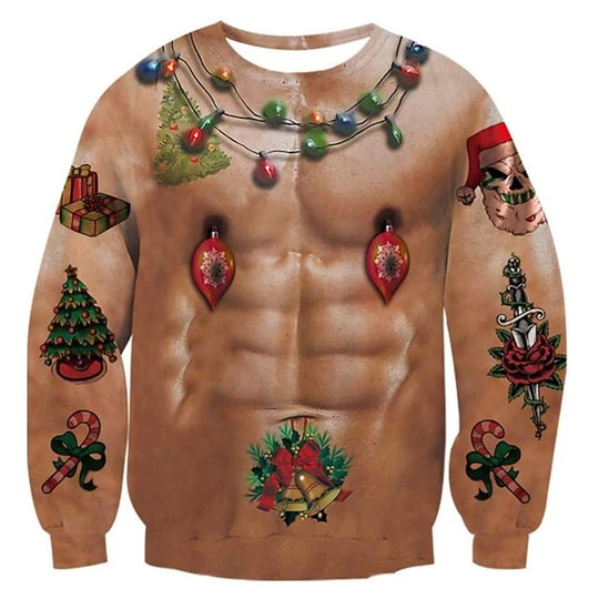 Gerippte Ärmel Weihnachtspullover Herren | Langarm