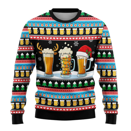 Unisex 3D-lustiger Bedruckter Ugly-Xmas-Pullover | Rundhals