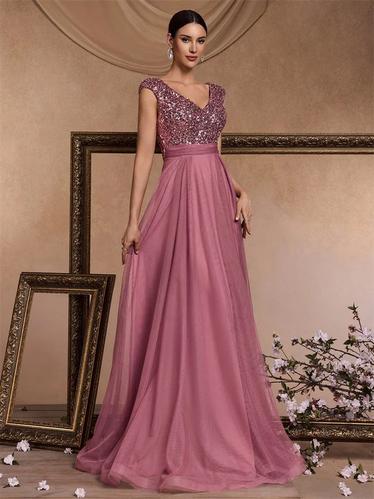 Abendkleid mit Pailletten für Damen | Maxi