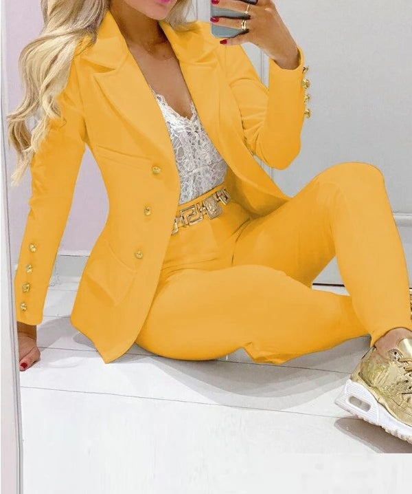 Zweiteiliger Klassischer Blazer Und Hose Für Damen | Lässig