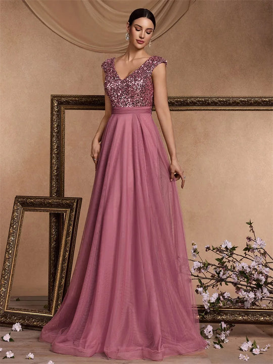 Abendkleid mit Pailletten für Damen | Maxi