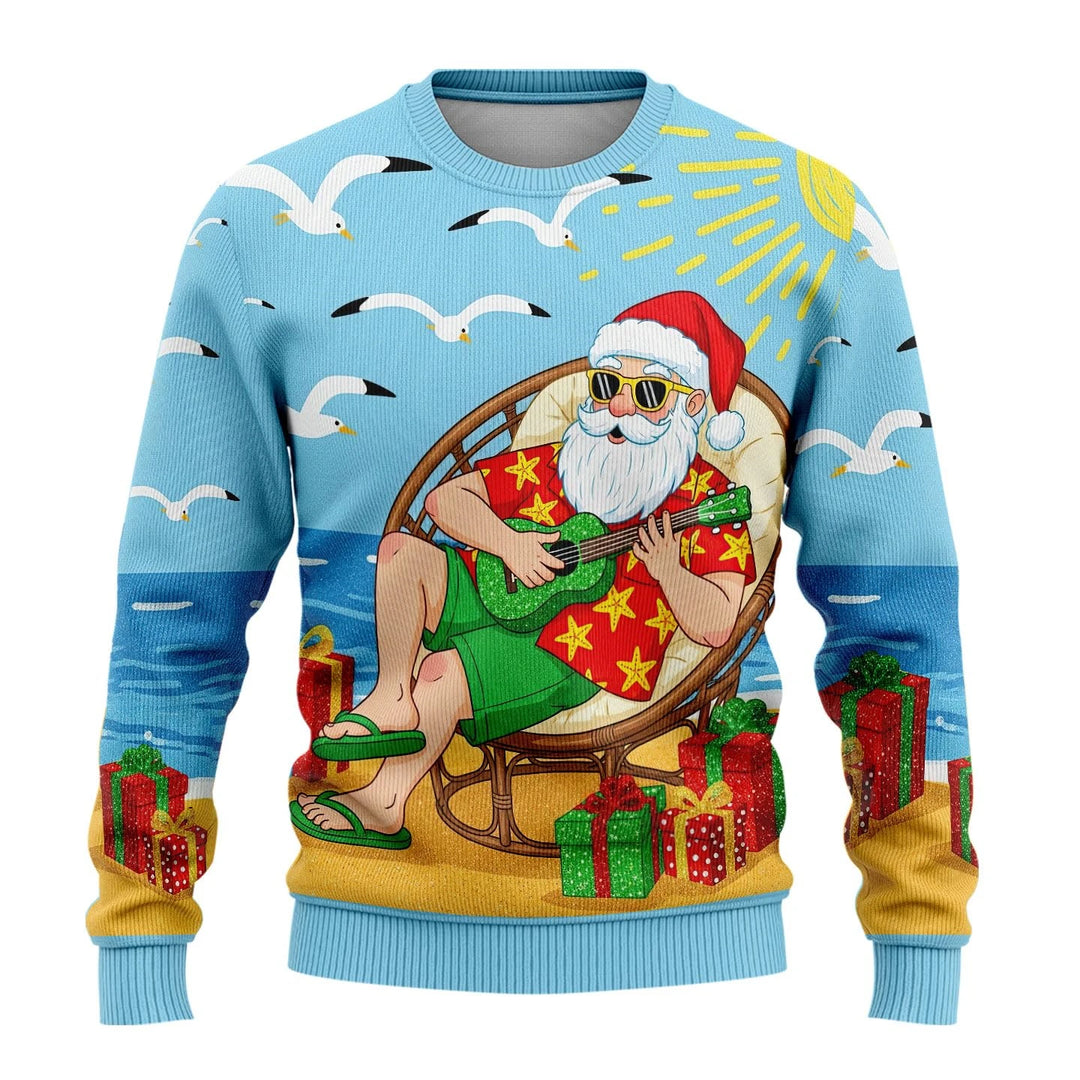 Rundhals Unisex Ugly Xmas Pullover | Gerippte Ärmel