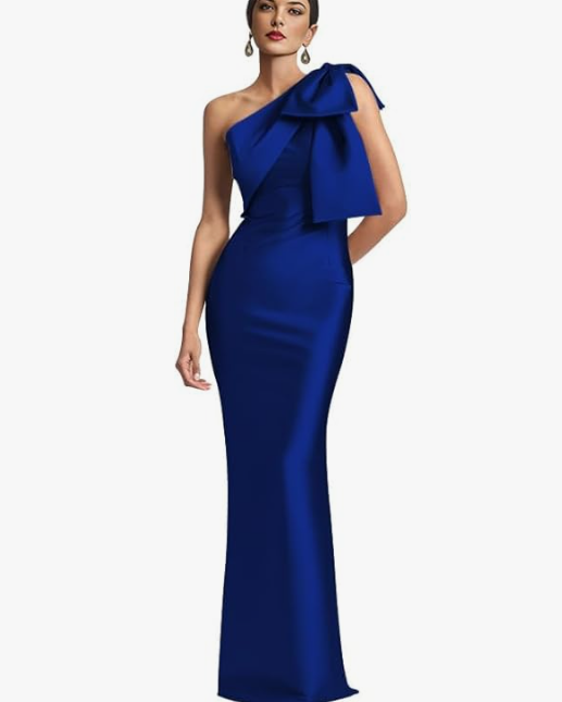 Einseitiges Ballkleid Für Damen Mit Schleifenakzenten | Maxi