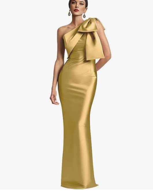 Einseitiges Ballkleid Für Damen Mit Schleifenakzenten | Maxi