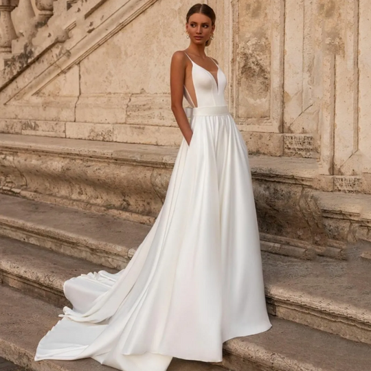 Weißes Brautkleid Mit Schleifenverzierung Für Damen | Maxi