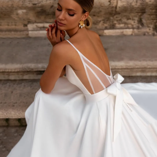 Weißes Brautkleid Mit Schleifenverzierung Für Damen | Maxi