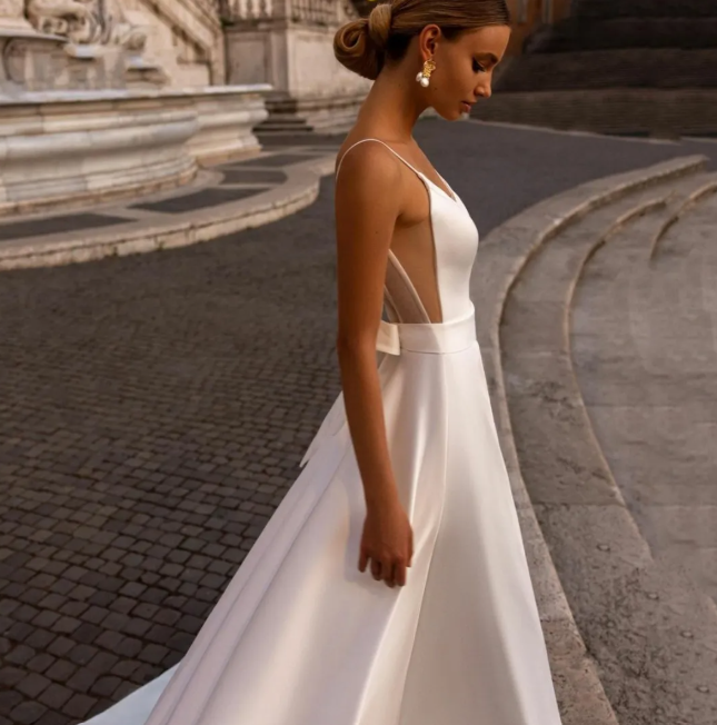 Weißes Brautkleid Mit Schleifenverzierung Für Damen | Maxi