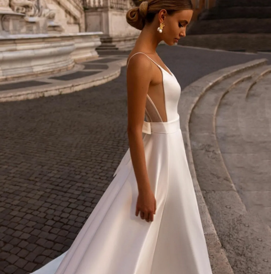 Weißes Brautkleid Mit Schleifenverzierung Für Damen | Maxi