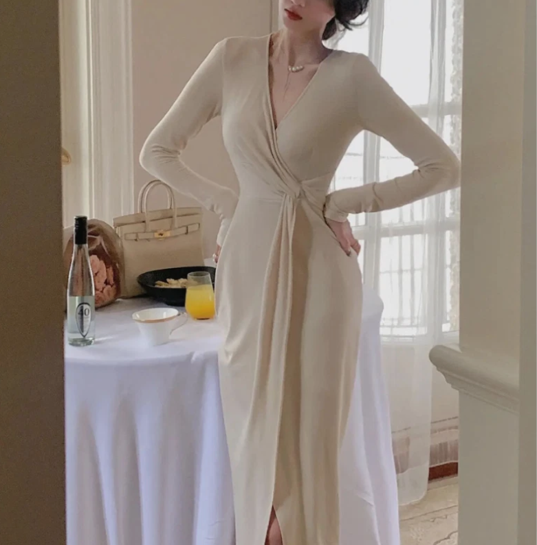 Weißes Brautkleid Mit Wickeldesign Für Damen | Maxi