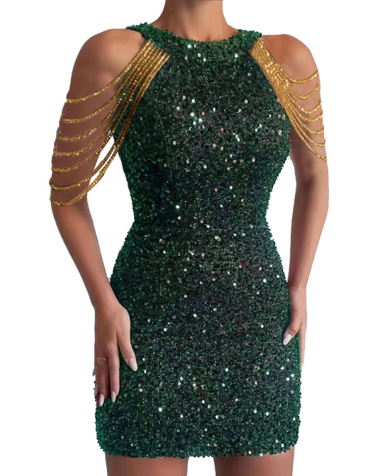 Pailletten Cocktail Abendkleid für Damen | Mini