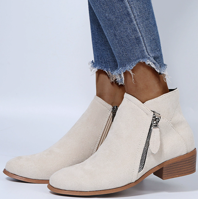 Damen Kurze Stiefel mit seitlichem Reißverschluss | Moderne