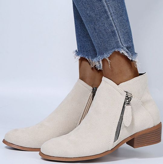 Damen Kurze Stiefel mit seitlichem Reißverschluss | Moderne