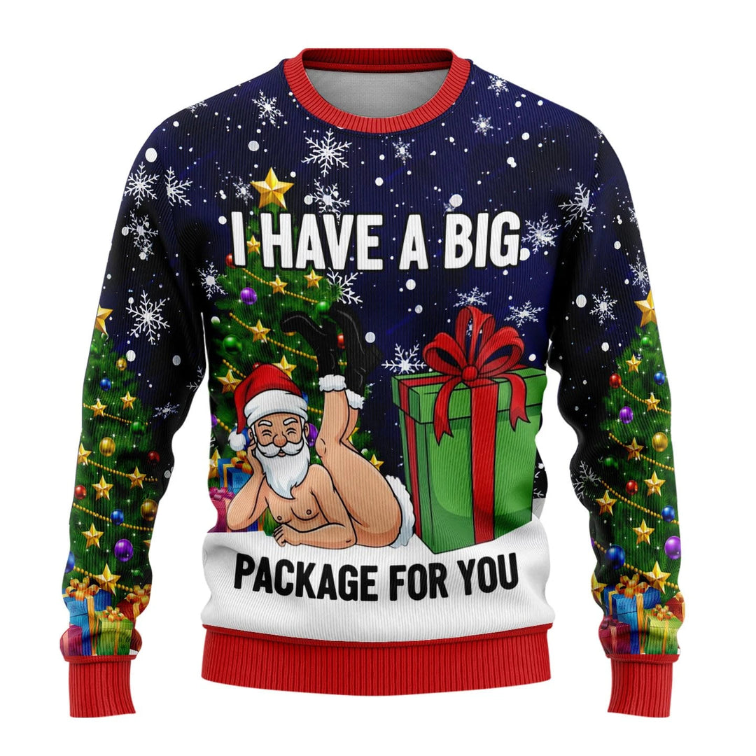 Rundhals Unisex Ugly Xmas Pullover | Gerippte Ärmel