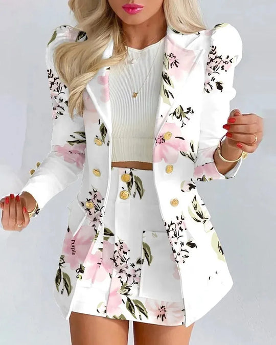 Zweiteiliges Blazer Und Rock Set Für Damen | Lässig