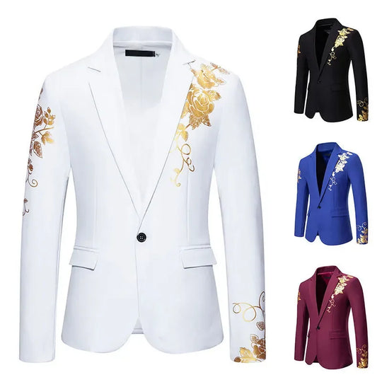 Herren Blumen Blazer | Party- und Abschlussball Anzugjacke