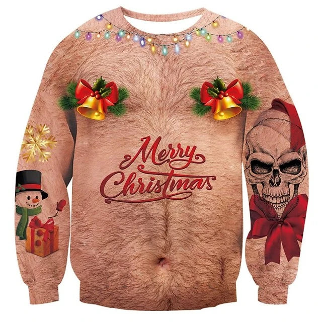 Gerippte Ärmel Weihnachtspullover Herren | Langarm