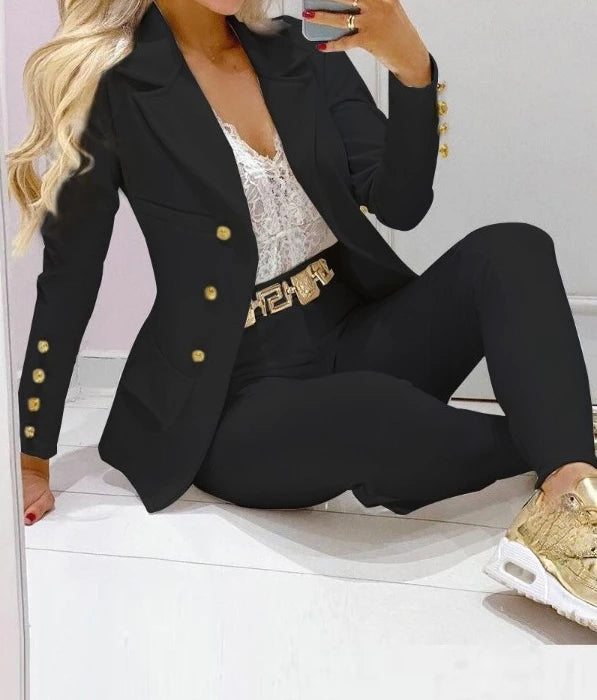 Zweiteiliger Klassischer Blazer Und Hose Für Damen | Lässig