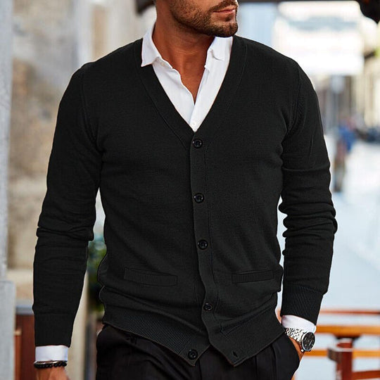 Herren Knopf Daunen Langarm Strickjacke | Strick