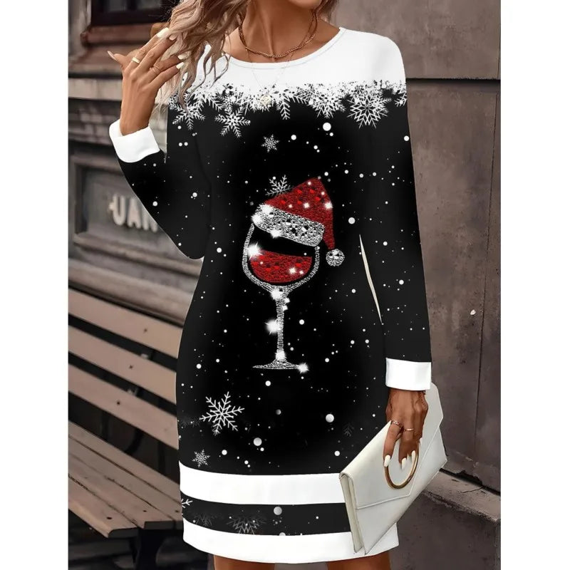 Schneemann Winter Druck Weihnachtskleid damen | Mini