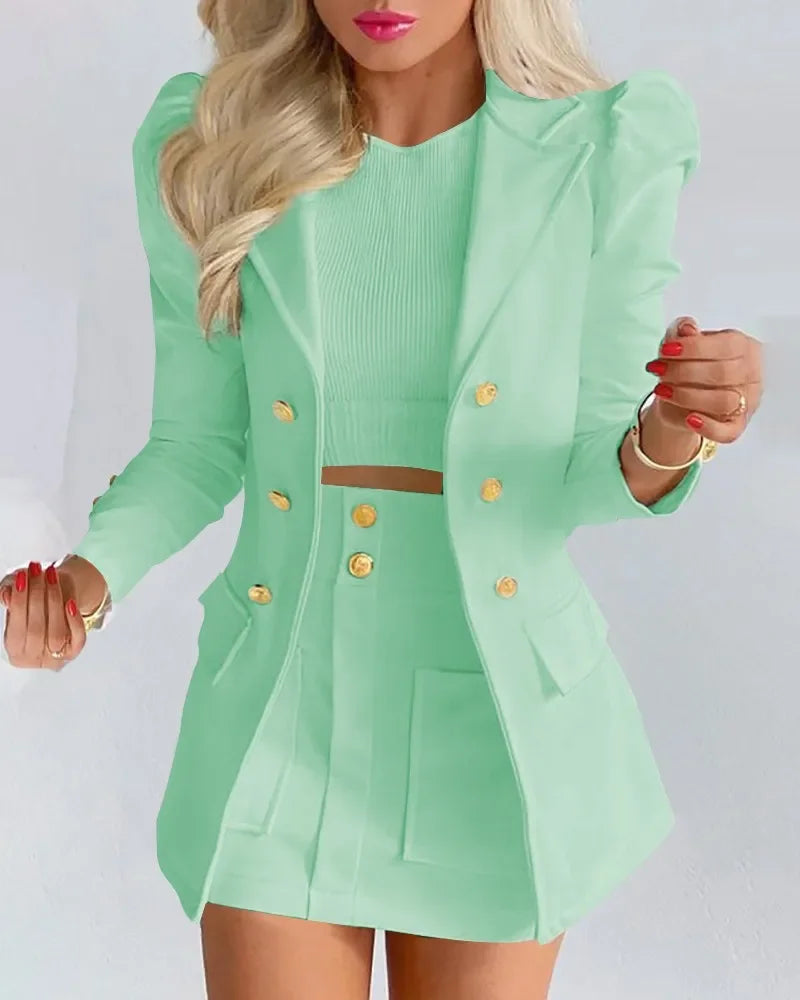 Zweiteiliges Blazer Und Rock Set Für Damen | Lässig