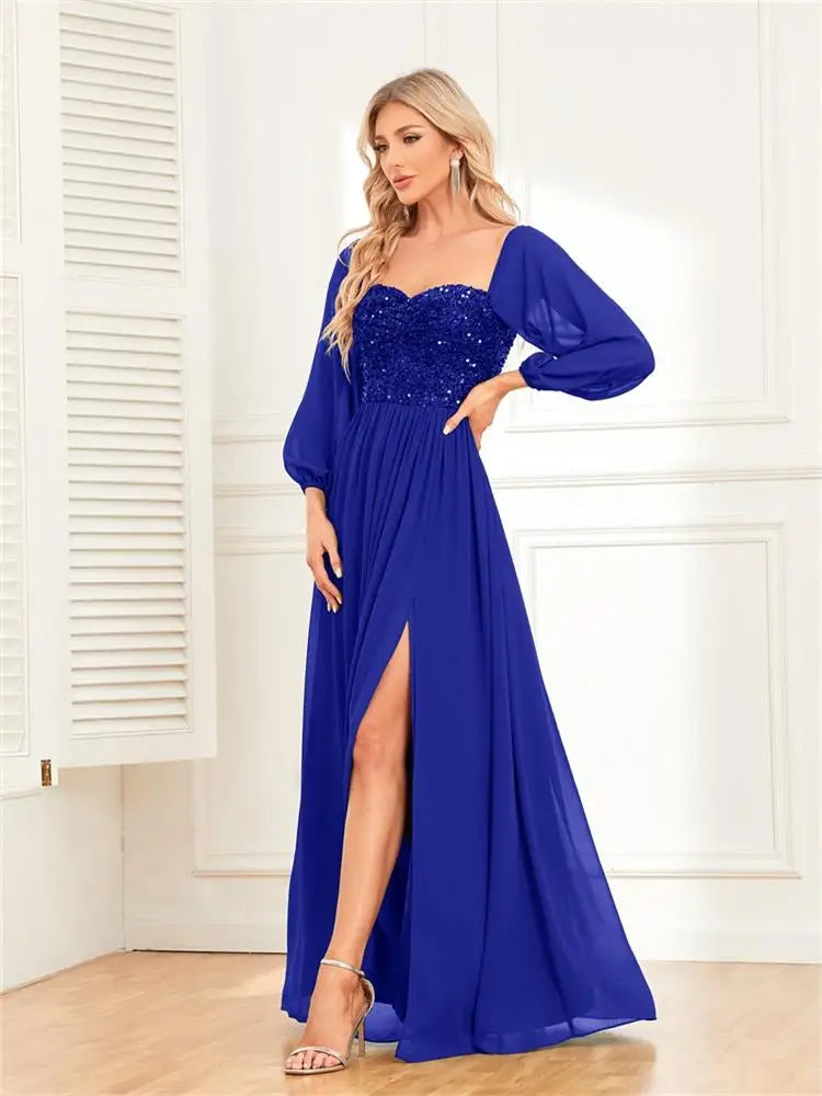Abendballkleid Mit Pufferärmeln Für Damen | Maxi