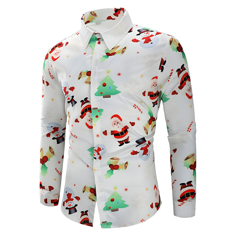 Weihnachtshemd mit langen Ärmeln für Herren | Knopf Daunen