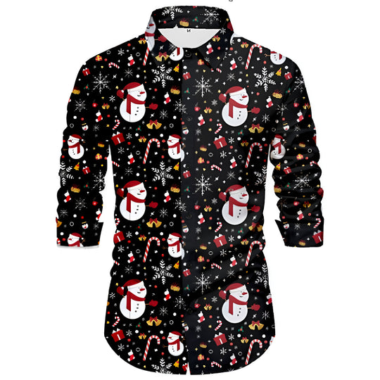 Weihnachtshemd mit langen Ärmeln für Herren | Knopf Daunen