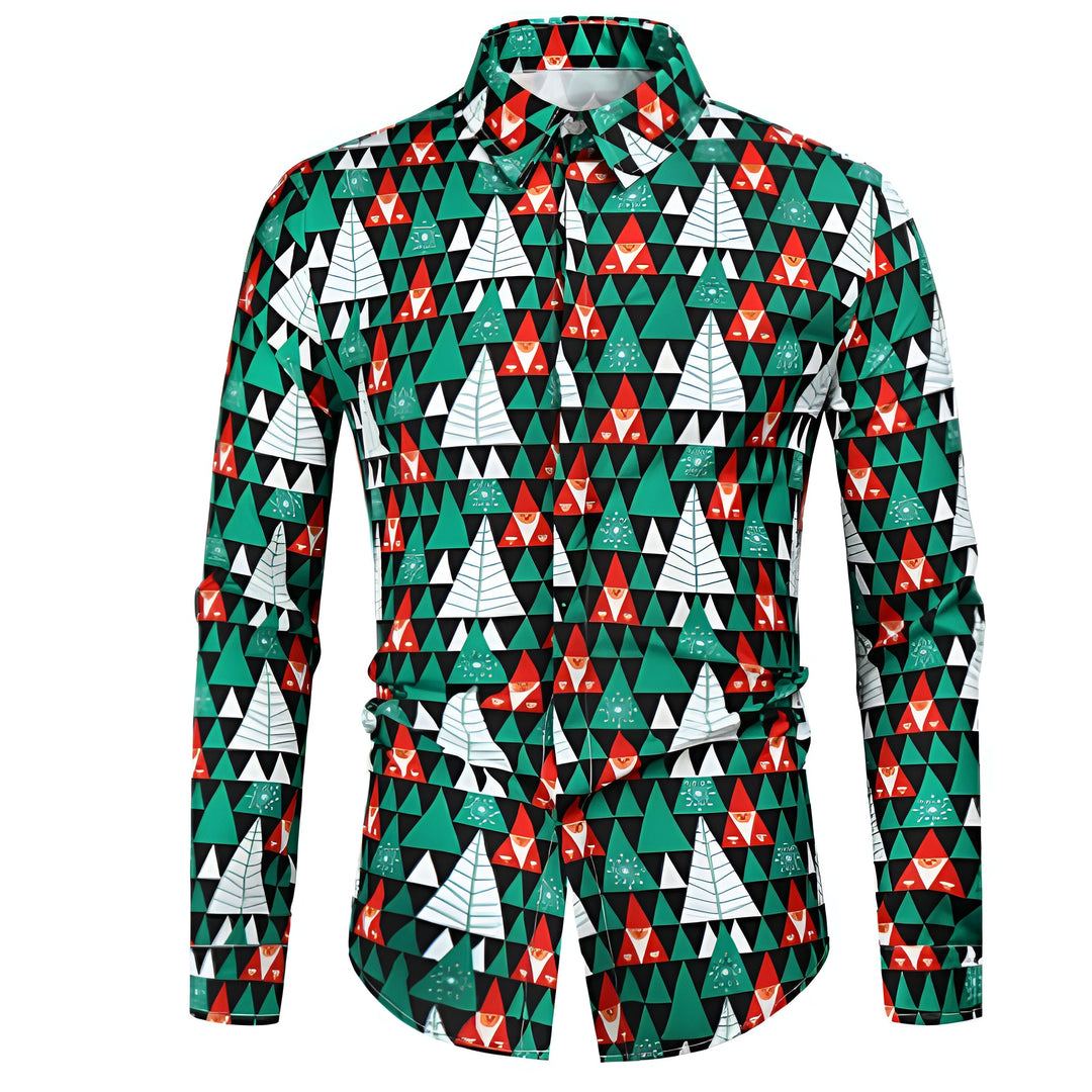 Weihnachtshemd mit langen Ärmeln für Herren | Knopf Daunen
