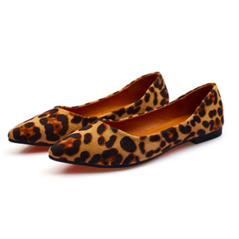 Flache Damenschuhe Mit Leopardenmuster | Spitz