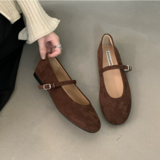 Elegante Schnalle Riemen solide Farbe Ballett-Flats