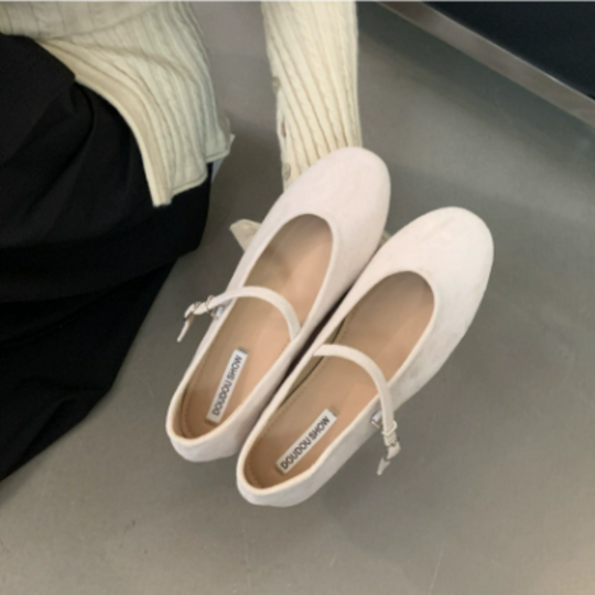 Elegante Schnalle Riemen solide Farbe Ballett-Flats