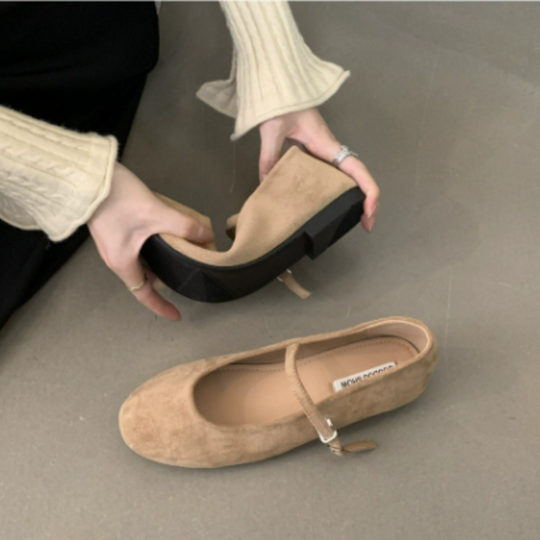 Elegante Schnalle Riemen solide Farbe Ballett-Flats