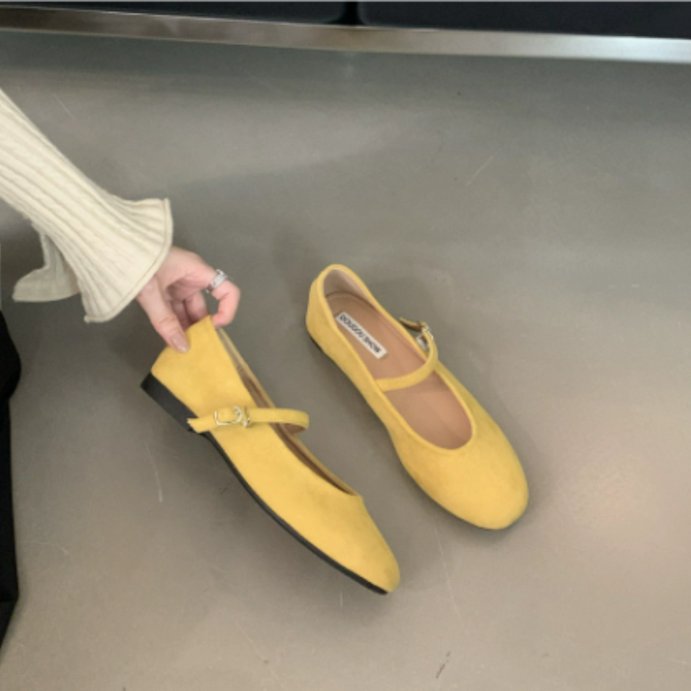 Elegante Schnalle Riemen solide Farbe Ballett-Flats